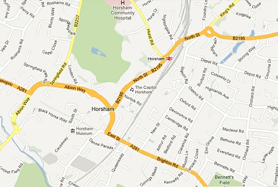 Street Map Of Horsham West Sussex Street Map Of Horsham West Sussex